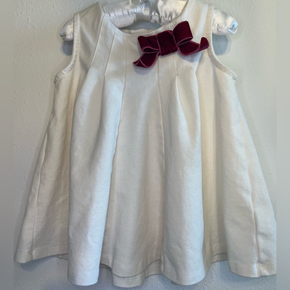 Max Studio Kids Cream Tunic Top with Burgundy Bow